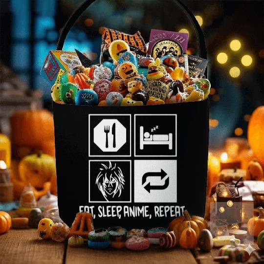 Eat Sleep Anime Repeat Fabric Baskets