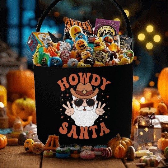 Howdy Santa Peace Christmas Western Cowboy Claus Fabric Baskets