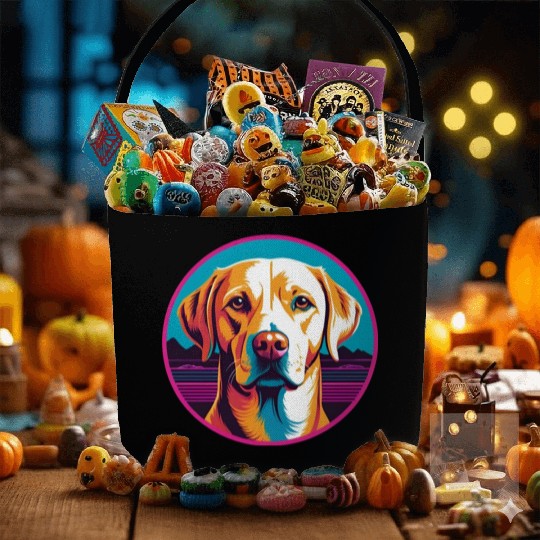 Synthwave Labrador Retriever 2 Fabric Baskets