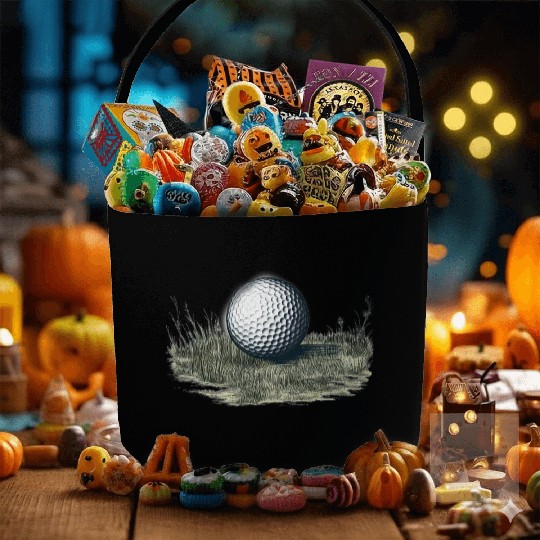Golf ball on grass Fabric Baskets