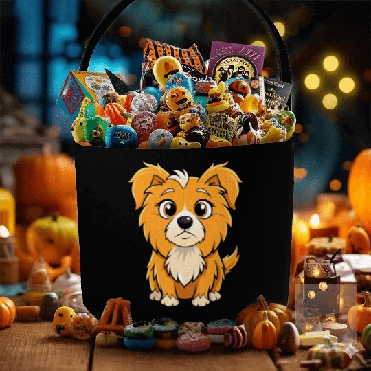 Curious Tibetan Spaniel Digital Art Fabric Baskets