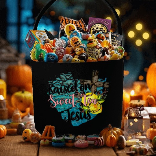 raised on sweet tea and jesus Fabric Baskets