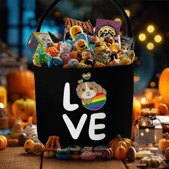 Rainbow Flag Pride Lgbtq Cute Guinea Pig Love Fabric Baskets