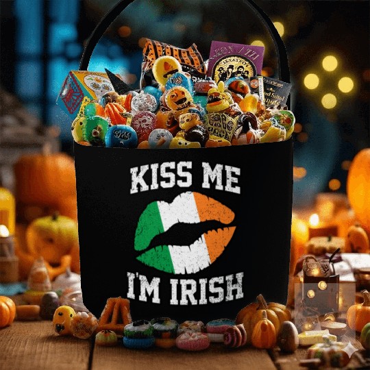 KISS ME IM IRISH ST PATRICKS DAY Fabric Baskets