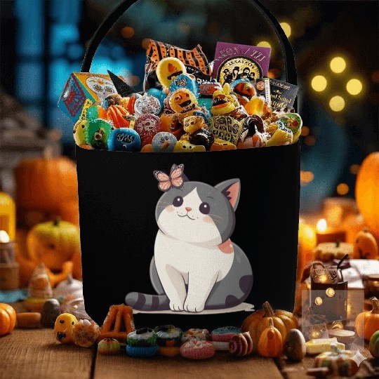 Cute Kawaii Cat and Butterfly Fabric Baskets