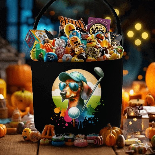 Dachshund Golfer Golfing Wiener Dog Owner Design Fabric Baskets