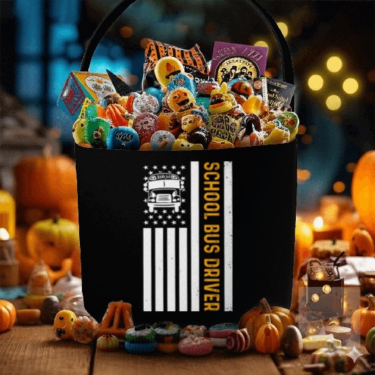 School Bus Driver American Flag School Bus Driver Fabric Baskets