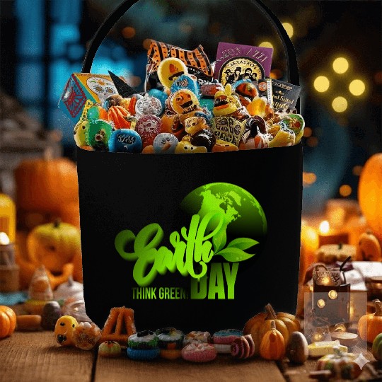 Earth day black bg Fabric Baskets