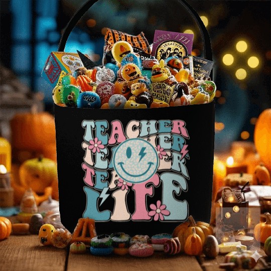 Teacher Life Happy Face Teachers Day Retro Fabric Baskets