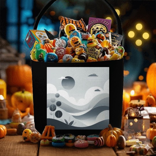 "Tranquil Monochrome Horizon" Fabric Baskets