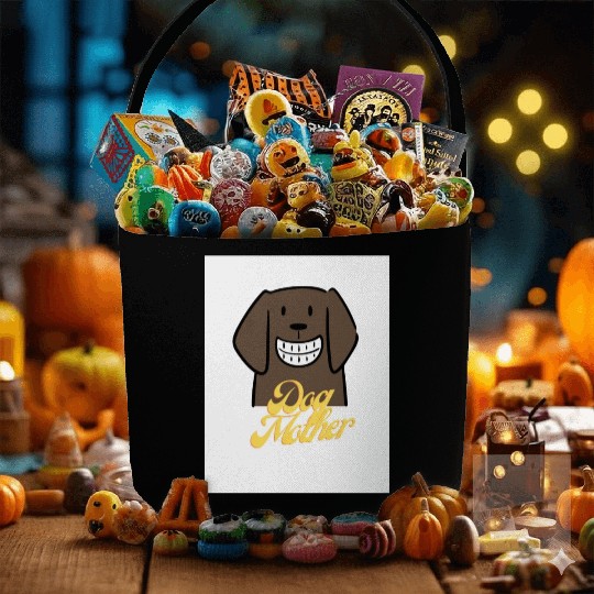 Brown Illustrated Dog Mother Wine Lover Fabric Baskets