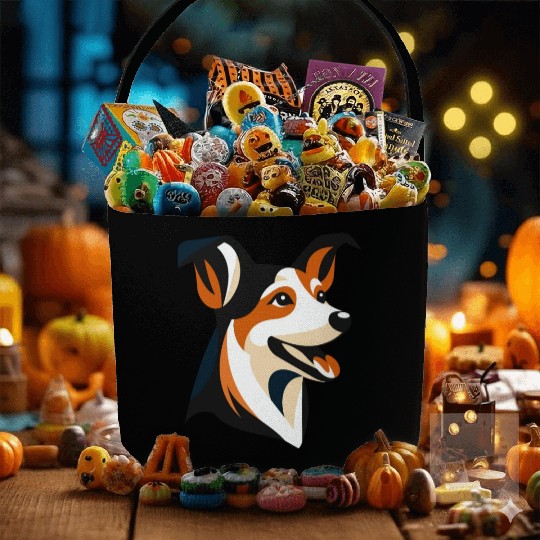 Border Collie Illustration for Dog Lovers Fabric Baskets