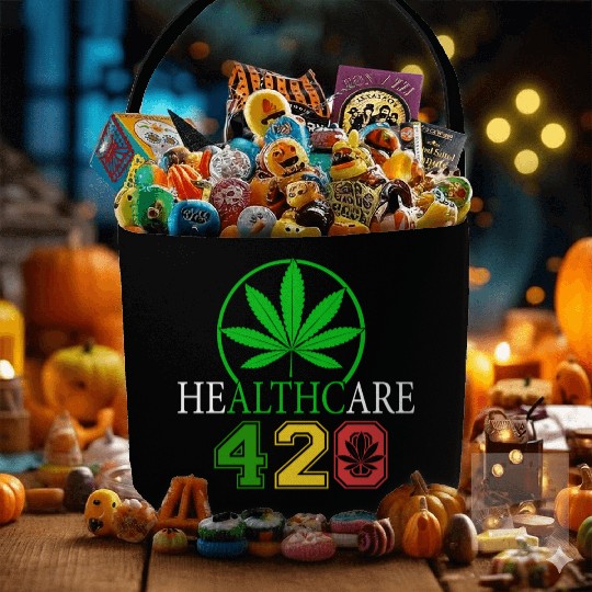 Silly 420 Healthy Herb Weed Marijuana Design Fabric Baskets