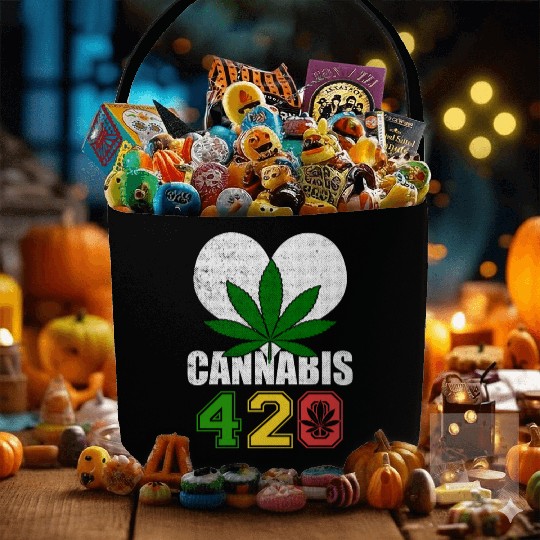Sidesplitting 420 Love Herb Weed Marijuana Design Fabric Baskets