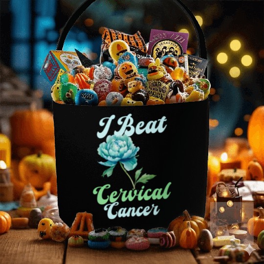 Cervical Cancer Awareness I Beat Cervical Cancer Fabric Baskets