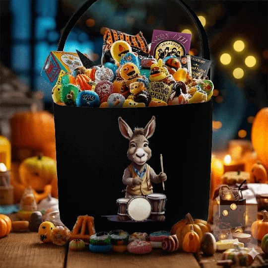 Donkey playing drums Fabric Baskets