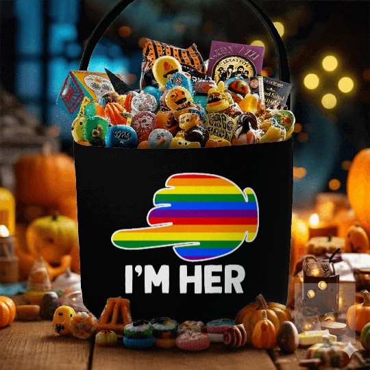 I'm Hers Rainbow Lesbian Couple Funny LGBT Pride Fabric Baskets