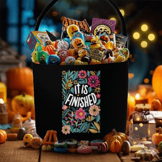 Easter Christian Flowers It is Finished Resurrect Fabric Baskets