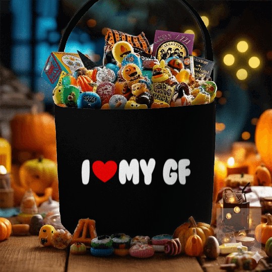 I Love My GF Red Heart Matching Couple Girlfriend Fabric Baskets