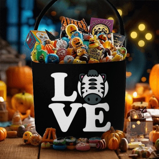 LOVE Zebra Funny Stripes Animal Face African Pun Fabric Baskets