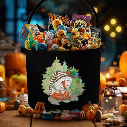 Pilot Fox Sitting On Grass With Tree Forest Fabric Baskets