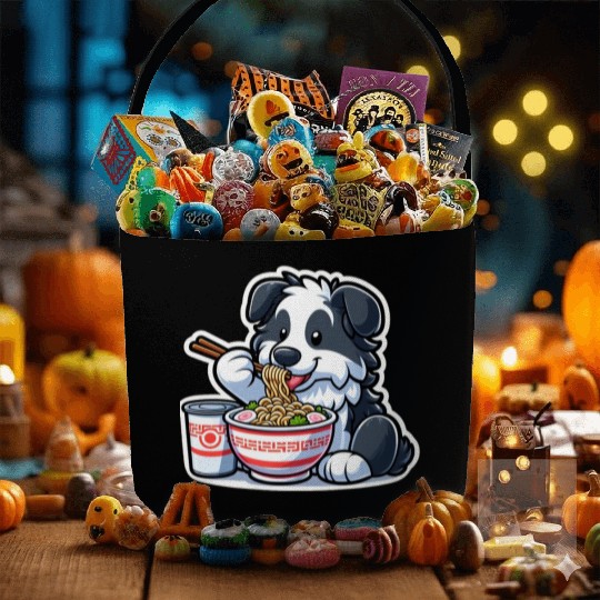 Border Collie Love Ramen Fabric Baskets
