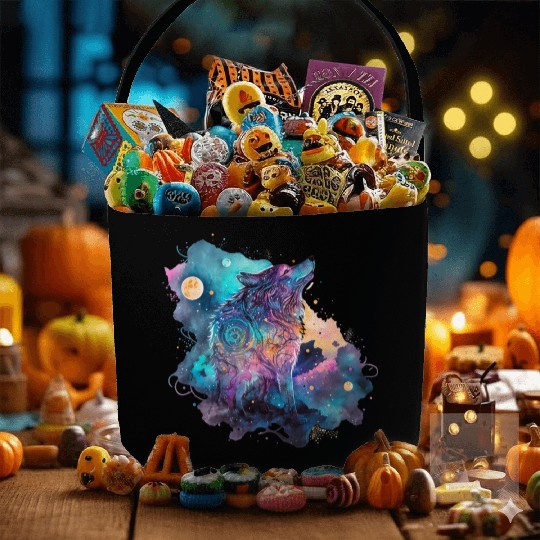 Wolf Print, Cosmic Wolves, Animal Print, Cosmos Fabric Baskets