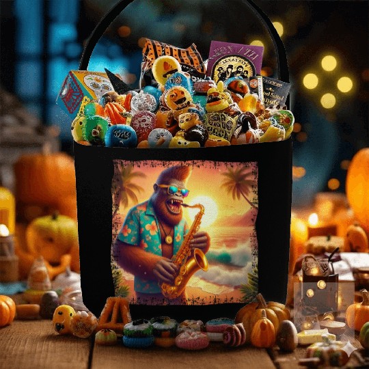 Bigfoot Saxophone Vacation Sunset Fabric Baskets