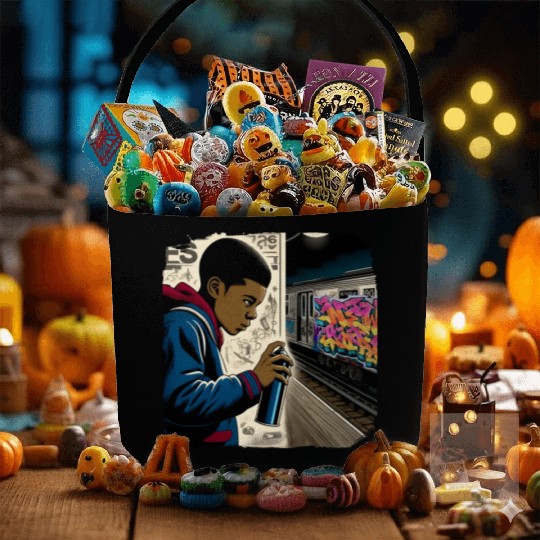 AI Teen in Underground Subway Layup -Masked Border Fabric Baskets