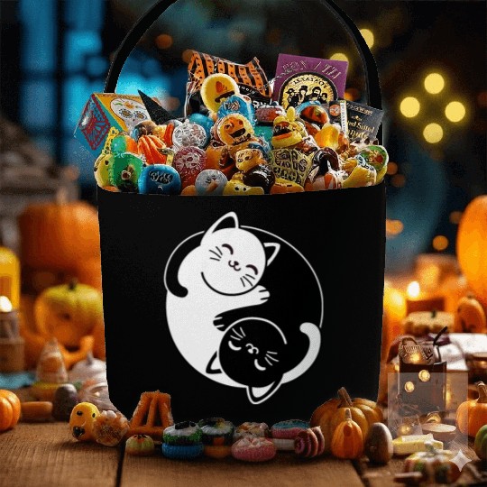 Yin and Yang Cats Fabric Baskets