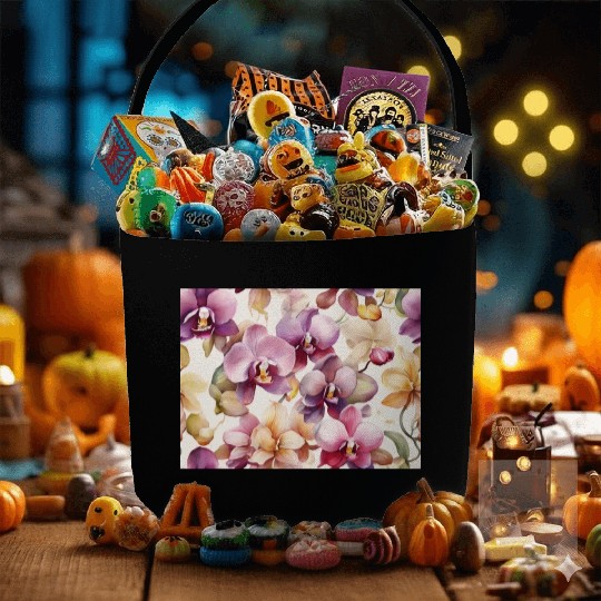 Sweet Watercolor Orchid Art Fabric Baskets