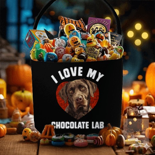 Brown Labrador I LOVE MY CHOCOLATE LAB Owners Fabric Baskets