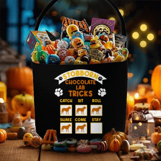 Brown Labrador STUBBORN CHOCOLATE LAB TRICKS Fabric Baskets