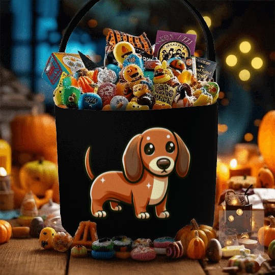 Royal Miniature Dachshund Puppy Odyssey Cartoom Fabric Baskets