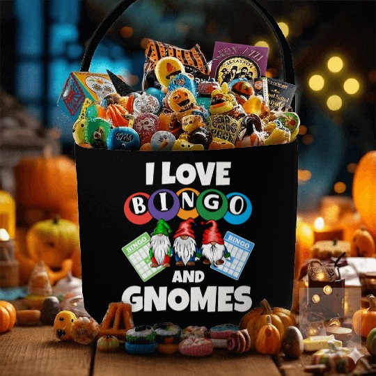 I love Bingo and gnomes funny Fabric Baskets