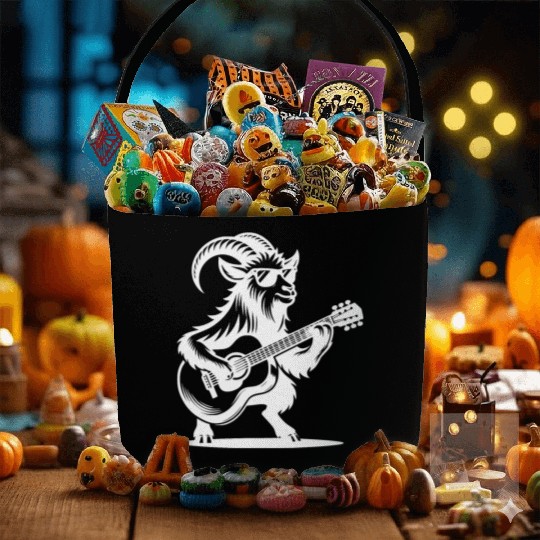 Goat Guitarist Band Design In White Fabric Baskets