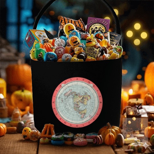 Flat Earth Theory World Map - Funny Conspiracy The Fabric Baskets