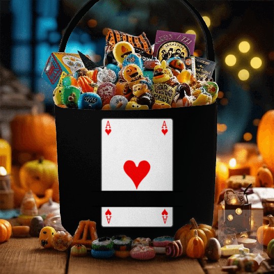 Playing card ace of hearts with banner space Fabric Baskets
