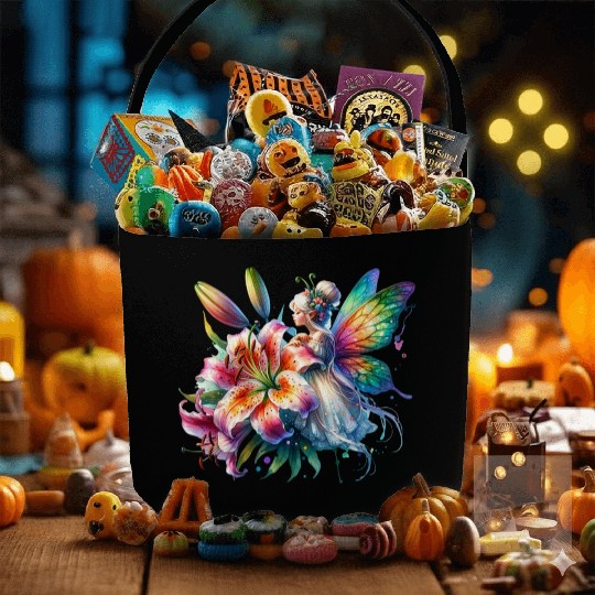 Tiger Lily Fairy Floral Fantasy Watercolor Fabric Baskets