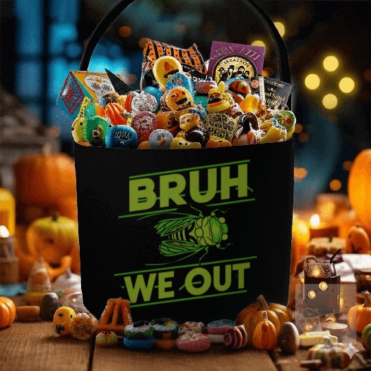 Bruh We Out Green Cicada Fabric Baskets