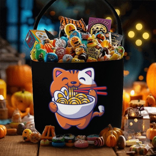 Cat Ramen Noodle Japanese Anime Manga Ramen Kawaii Fabric Baskets