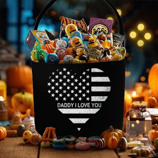 I Love Daddy American Flag Heart Gift Fathers Day Fabric Baskets