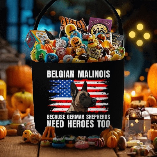 BELGIAN MALINOIS GERMAN SHEPHERDS NEED HEROS TOO Fabric Baskets