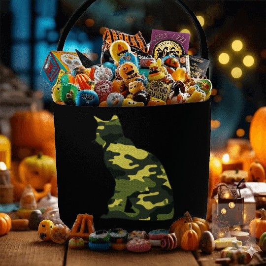 Military Burmese Camo Men Print US Cat Kitty Fabric Baskets