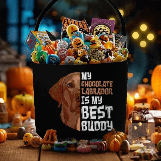 Labrador Dog My Chocolate Labrador my Best Buddy Fabric Baskets