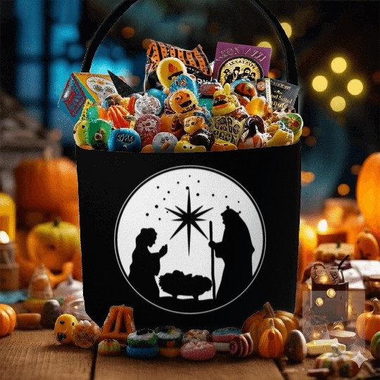 Nativity Scene Silhouette Christmas Market Vendor Fabric Baskets