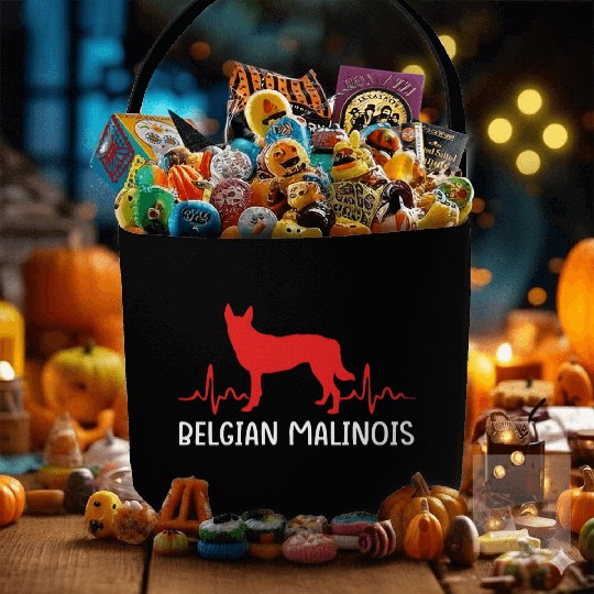 Silhouette Dog Heartbeat Belgian Malinois Fabric Baskets