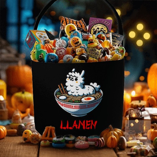 Llamen Noodles Chinese Food Alpaca Llama Lover Fabric Baskets