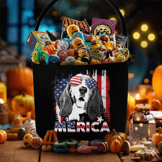 Basset Hound 4th Of July US Flag Merica Dog Lover Fabric Baskets