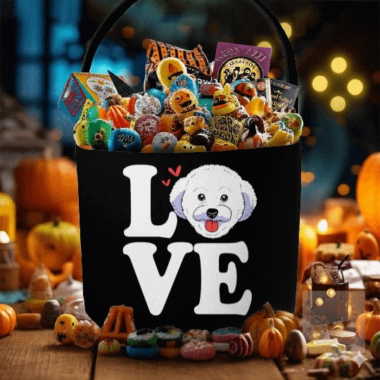 Cute Dog Face I Love My Bichon Frise Fabric Baskets